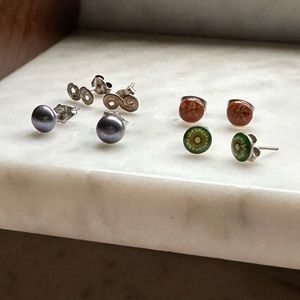 Earrings lot, Four sets of sterling silver earrings